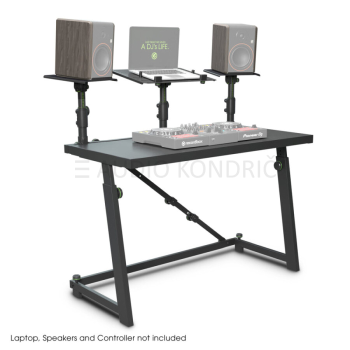 Gravity FDJT 01, DJ-miza s fleksibilnimi stojali za zvočnike in namizni računalnik