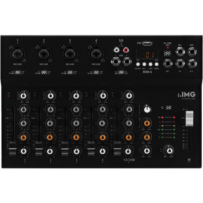 Monacor MXR-6, 6 kanalna mešalna miza z USB / Bluetooth predvajalnikom - slika 2