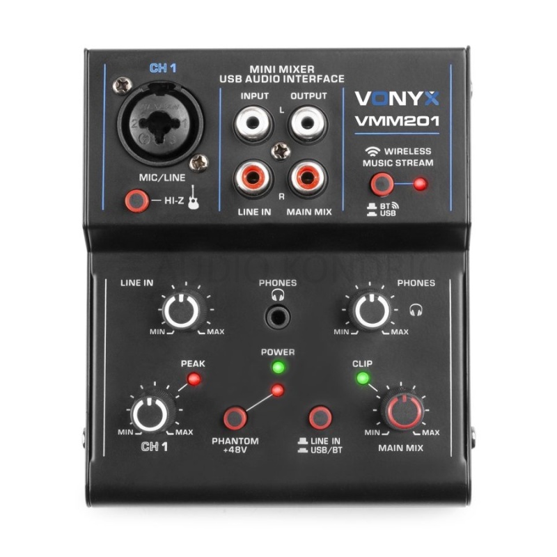 2 kanalna mešalna miza z Bluetooth predvajalnikom in USB audio vmesnikom