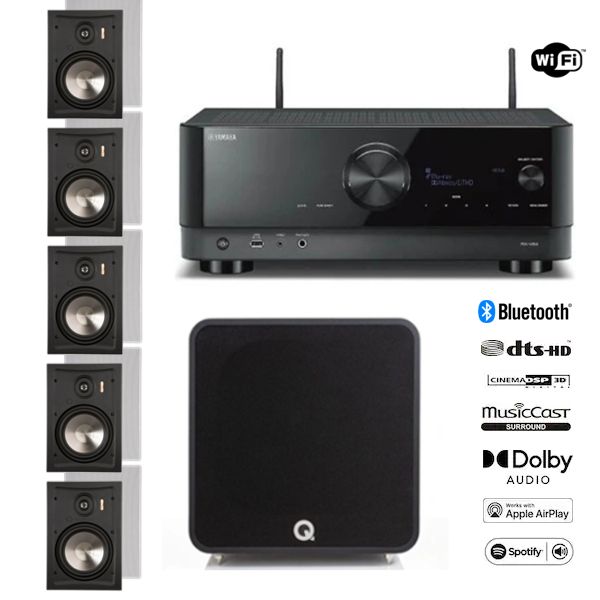 SET: AV sprejemnik Yamaha RX-V4A, 5 x vgradni zvočnik, subwoofer