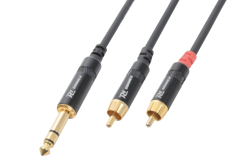 CX84-3 Kabel 2x činč - Jack stereo 6.3 mm, 3m