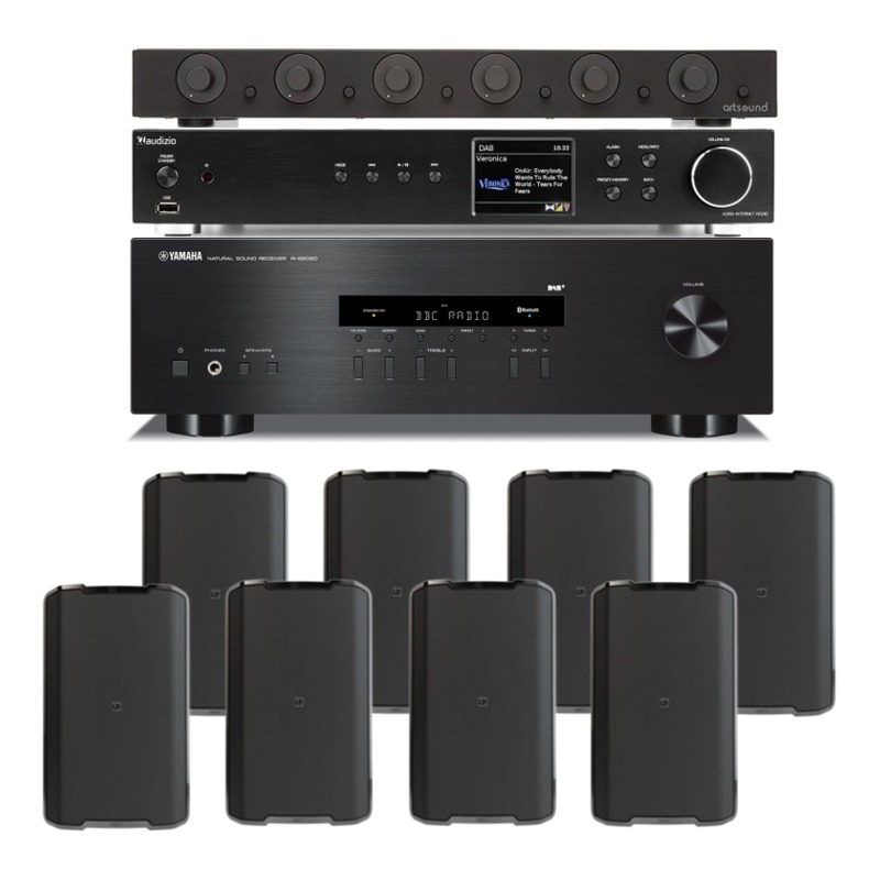 SET Kompletno ozvočenje Yamaha R-S202D, Internetni radio, 8 x LD Systems DQOR 5B, 6 Zone