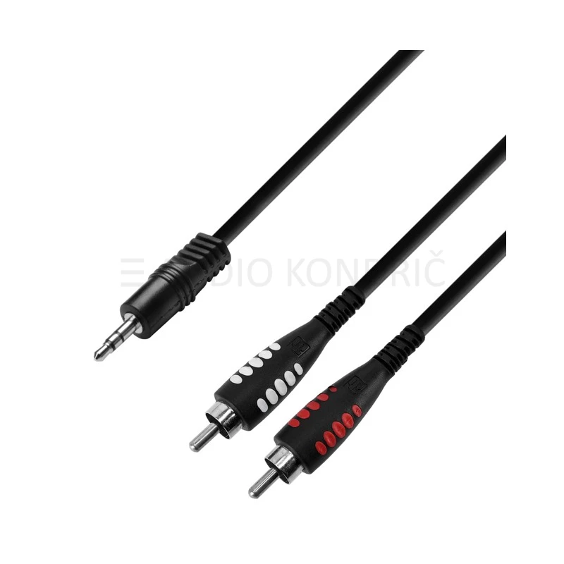 Jack stereo 3,5mm – 2 x RCA moški, 3 m