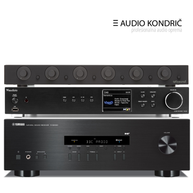 Bluetooth, Wi-Fi Internetni radio, Spotify, Airplay 2, DAB+ Kontrola preko aplikacije, in še veliko več.