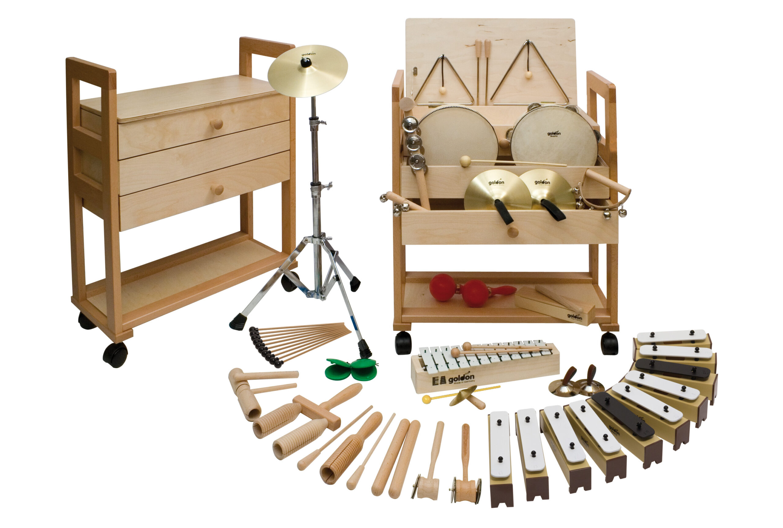 Goldon Orff set tolkal na vozičku – Assortment 1, za večje skupine nad 30 otrok, model 30510