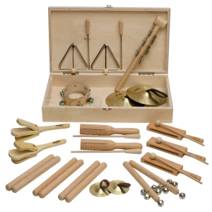 Goldon Orff set tolkal v leseni škatli – komplet za ritem in glasbeno igro, model 30140