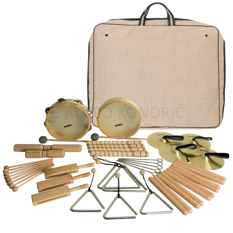Goldon Orff set tolkal v veliki laneni torbi – za skupine do 24 otrok, model 30410