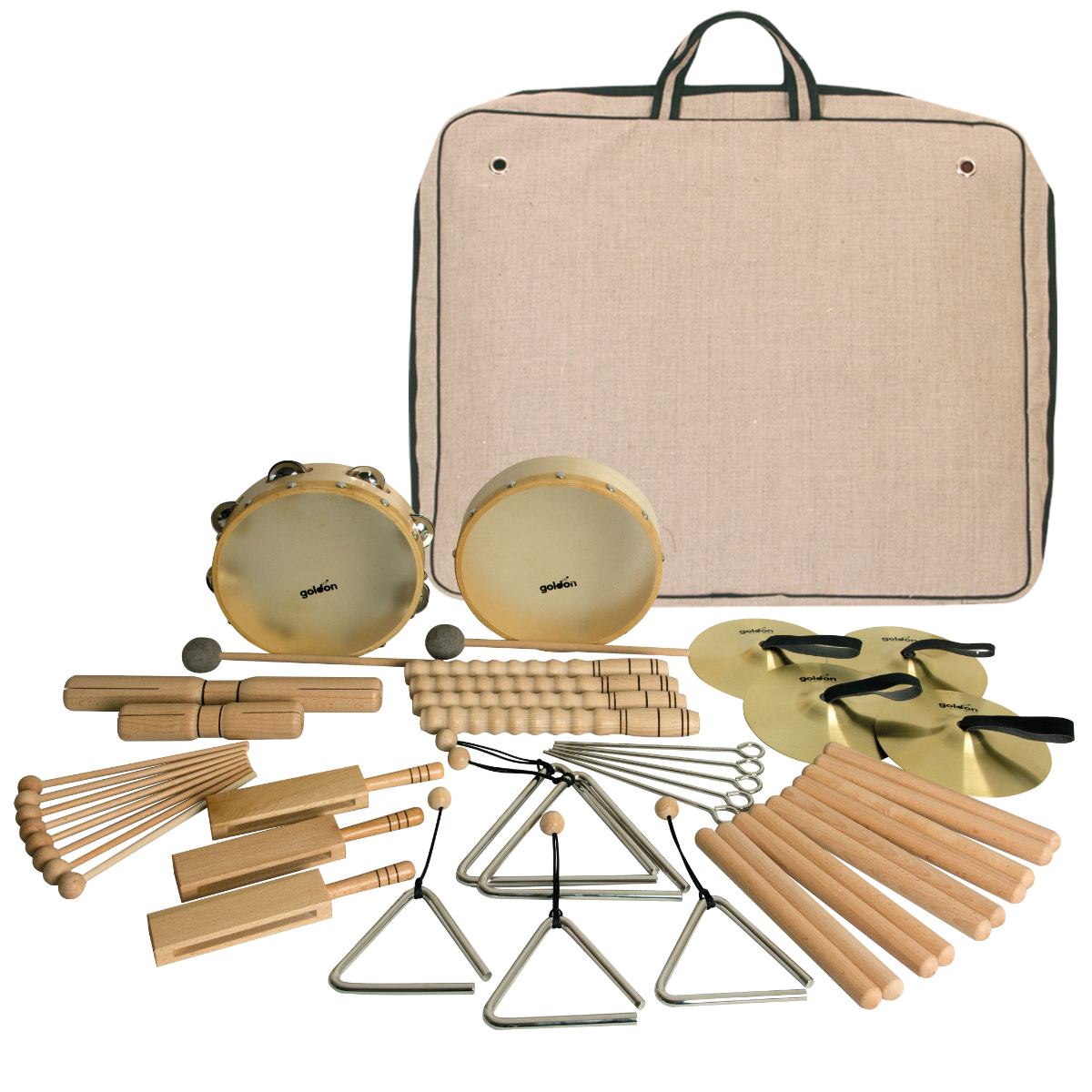 Goldon Orff set tolkal v veliki laneni torbi – za skupine do 24 otrok, model 30410