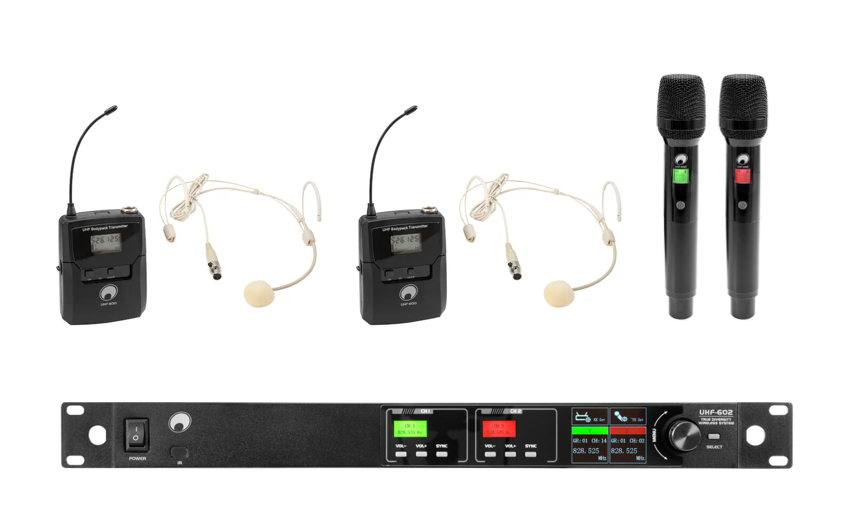 UHF-602 Dvojni ročni + naglavni daljinski mikrofon, 520 - 554 MHz