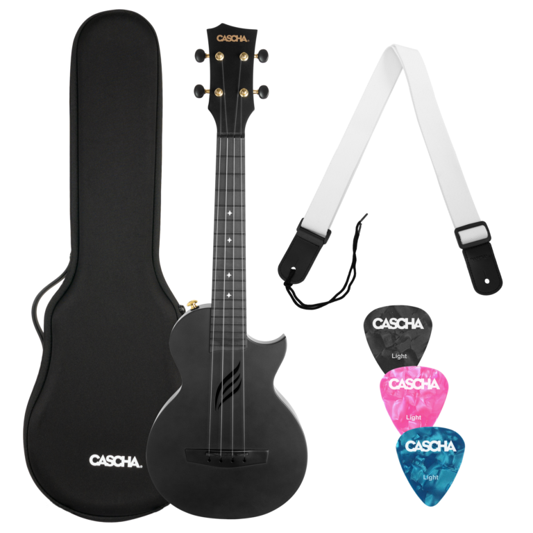 CASCHA Carbon Fibre ukulele set – črna