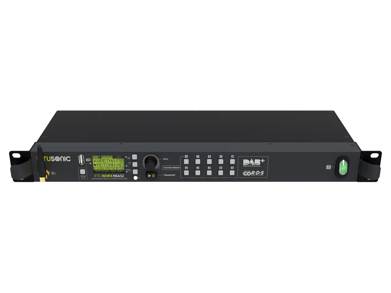 INTUSONIC Intuworx NSA52 Večfunkcijski 5-izvorni Medijski Predvajalnik (DAB+, FM, USB, Bluetooth, Jingle, 19" 1U) - slika 2