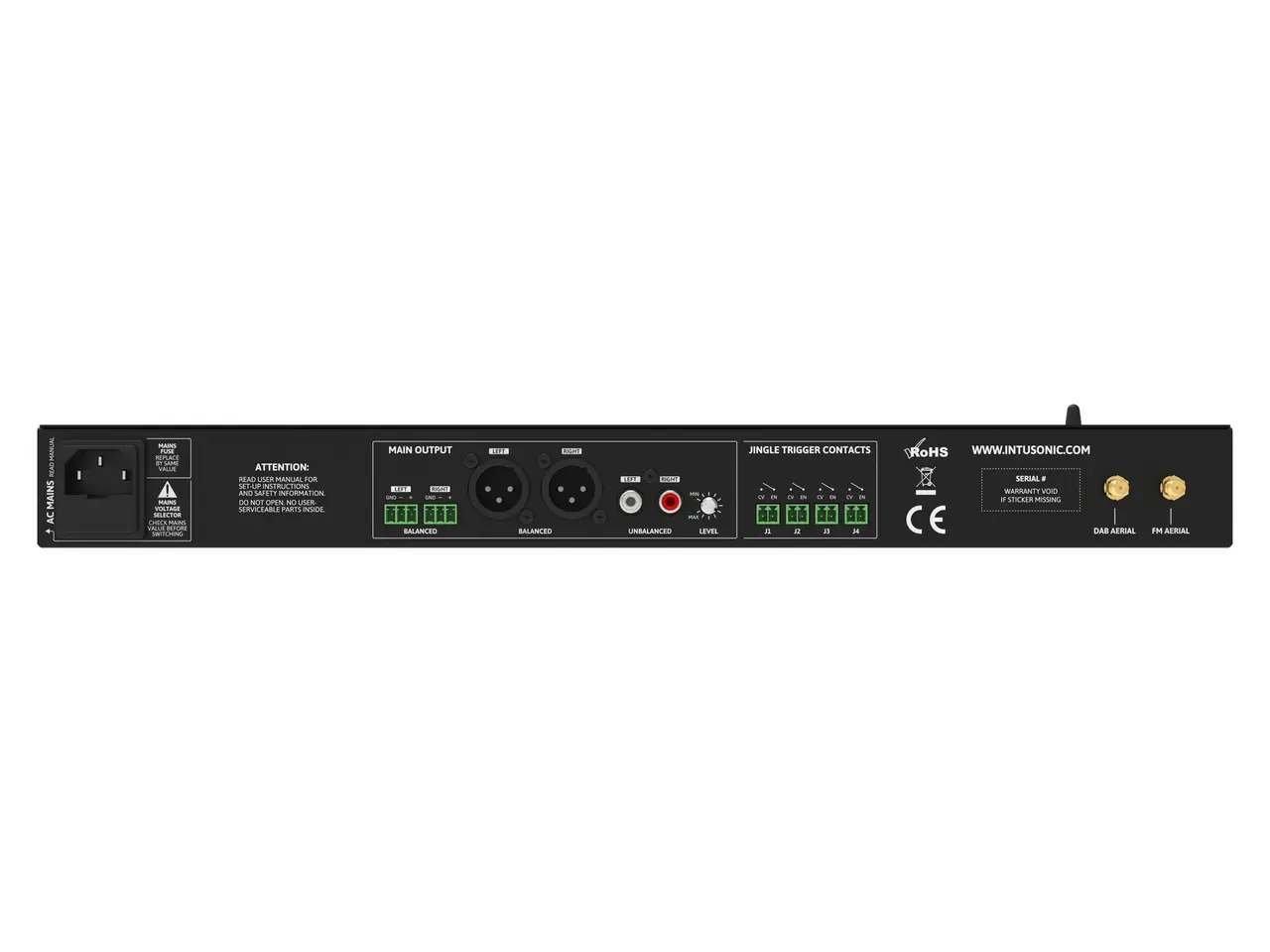 INTUSONIC Intuworx NSA52 Večfunkcijski 5-izvorni Medijski Predvajalnik (DAB+, FM, USB, Bluetooth, Jingle, 19" 1U) - slika 3