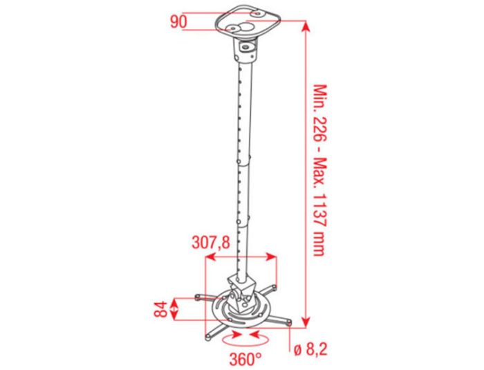 Stropni nosilec za projektor nastavljivi do 113cm - slika 2