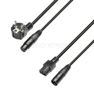 Adam Hall 8101 PSAX 0500 Kabel za aktivne zvočnike ŠUKO/XLR ženski  IEC/XLR moški, 5m