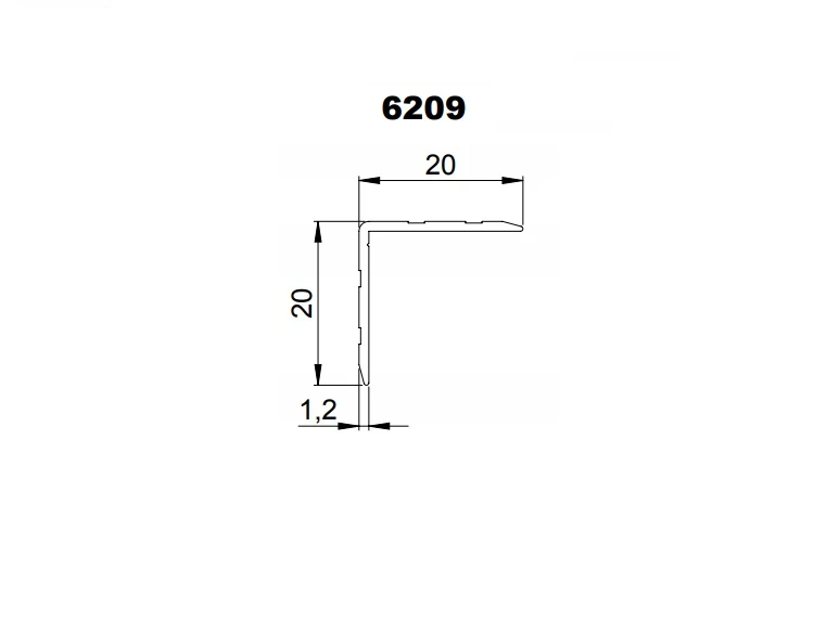 Aluminijast vogalni profil Adam Hall 6209, 20x20mm - slika 2