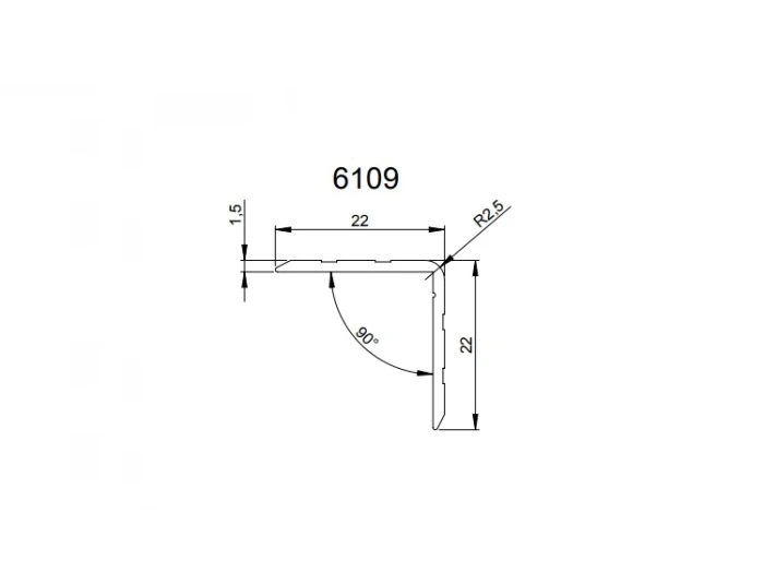 Aluminijast vogalni profil Adam Hall 6109 BLK, 22x22 mm - slika 2