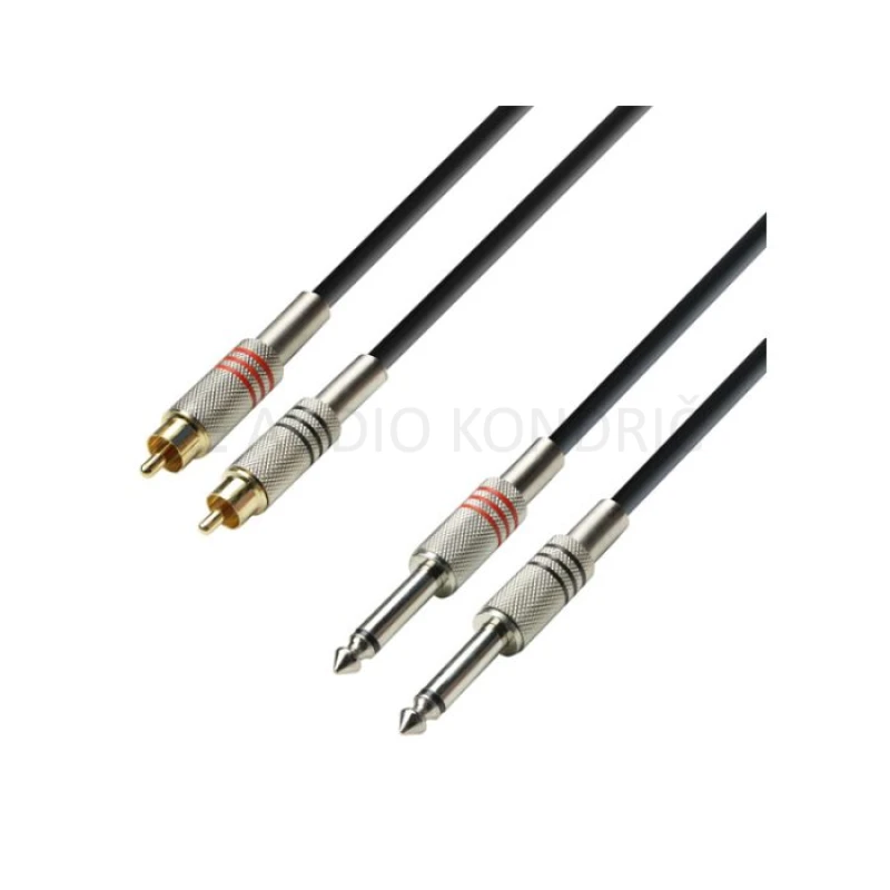 Audio kabel Adam Hall K3TPC0600, 2 x RCA moški – 2 x Jack mono 6.3 mm, 6m