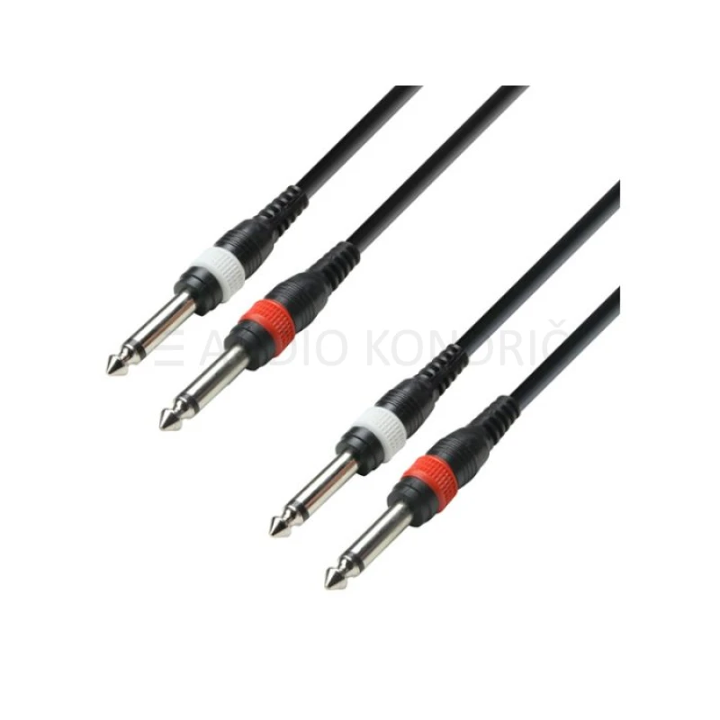 Adam Hall Audio kabel K3TPP0600, 2 x Jack mono 6.3 mm – 2 x Jack mono 6.3mm, 6m