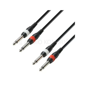 Audio kabel K3TPP0100, 2 x Jack mono 6.3 mm -2 x Jack mono 6.3mm, 1m