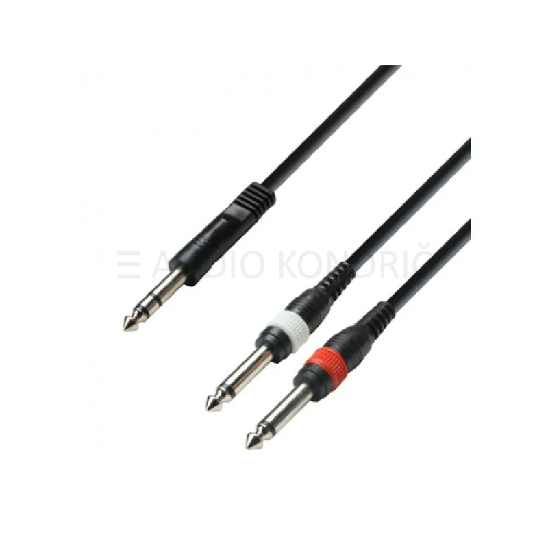Adam Hall K3YVPP0100 Audio kabel K3YVPP0100 1 x Jack stereo 6.3 mm – 2 x Jack mono 6.3mm, 1m