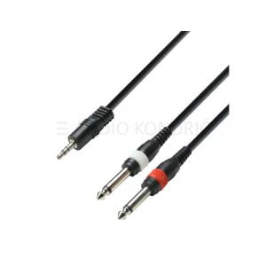 Audio kabel K3YWPP0100, Jack stereo 3.5 mm  2 x Jack mono 6.3mm, 1m