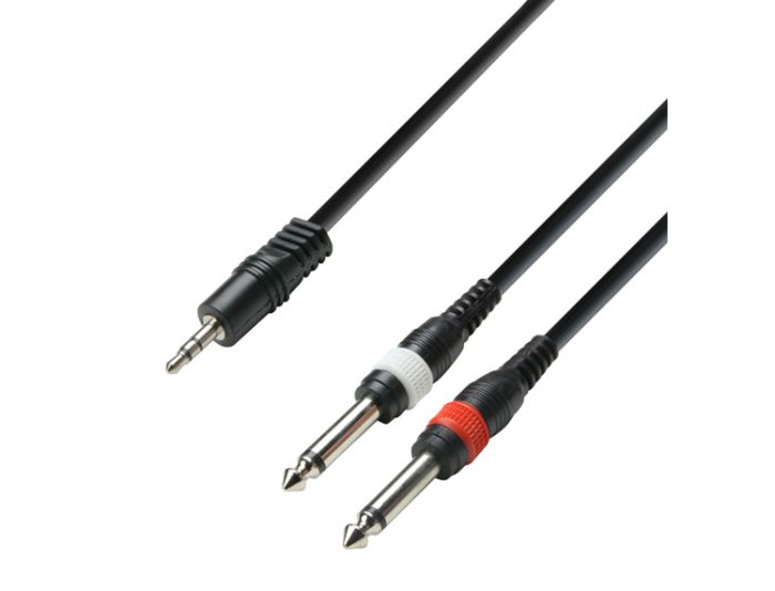 Kabel K3YWPP0300 Jack stereo 3.5 mm - 2 x Jack mono 6.3mm, 3m