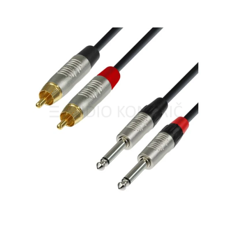 Adam Hall K4TPC0090 REAN Audio kabel 2 x RCA moški – 2 x Jack mono 6.3mm, 0.9m